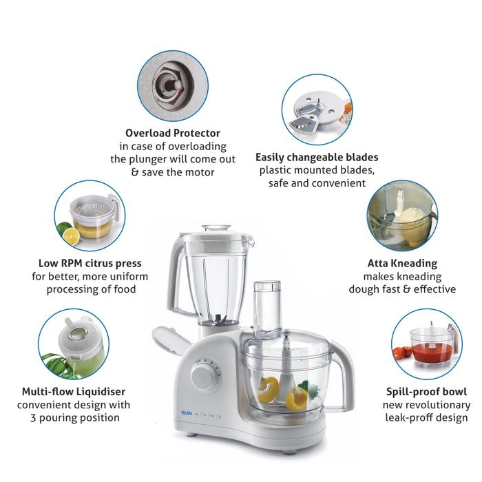 Food Processor Complete Kitchen Machine 700W – 2 Jars, Citrus Juicer 3 SS Disc Blades -White (4052LX)