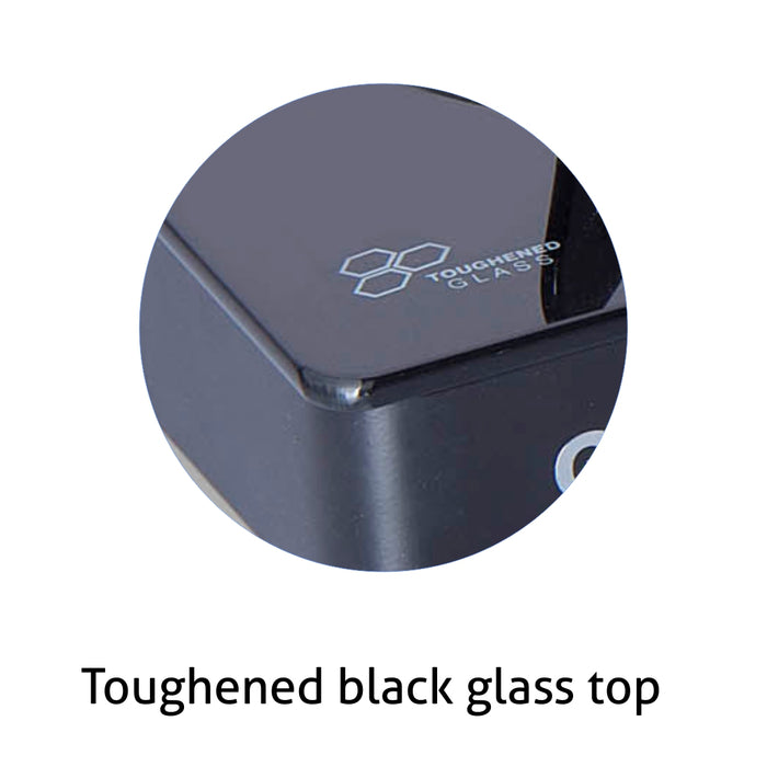 4 Burner Glass Gas Stove with Brass Burner, Black (1043 GT BB BL)