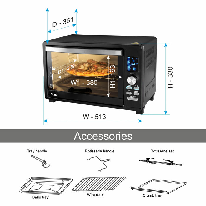 Digital Oven Toaster Griller (OTG) -33 Litres with Convection, Motorized Rotisserie, 1500W - Black (5033DIGI)