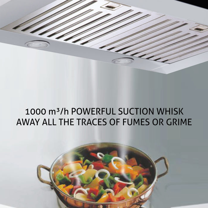 Designer Kitchen Chimney with Touch Control Baffle filters Italian Motor 60cm 1000 m3/h - (6056 SX TS)