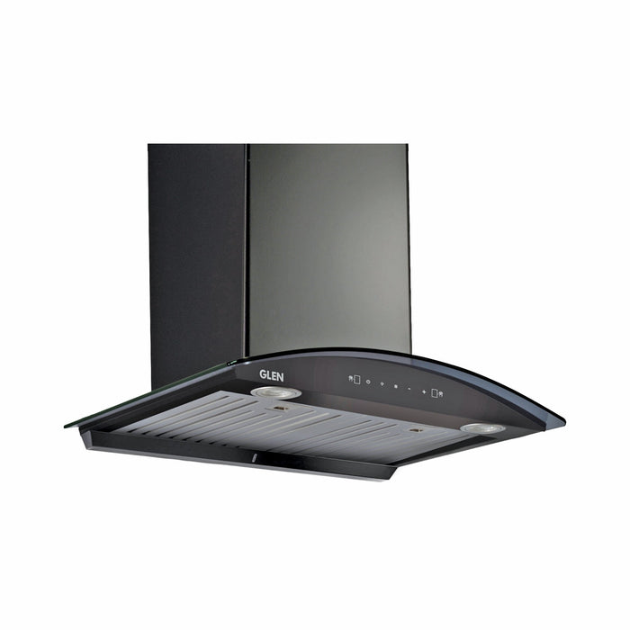 Auto Clean Curved Glass Kitchen Chimney, Baffle Filters, Motion Sensor 1200 m3/h 60/90cm - Black (6066 MS AC BL)