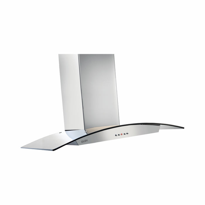 Kitchen Chimney Curved Glass, Push Buttons Baffle filter 90cm 1250 m3/h -Silver (6071 DX)