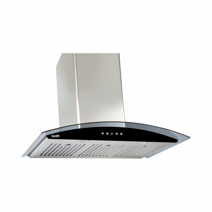 Kitchen Chimney Curved Glass, Glass Front Panel Baffle filter 90cm 1250 m3/h -Silver (6071 GF)