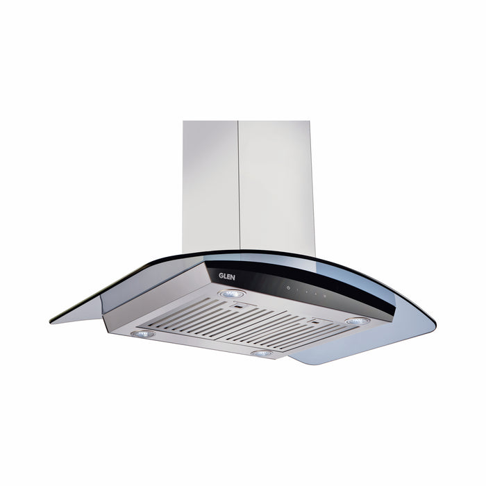 Island Kitchen Chimney Curved Glass Touch Control Italian Motor Baffle filters 90cm 1250 m3/h -Silver (6071 TSIS)