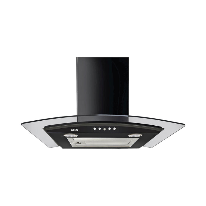 Kitchen Chimney Curved Glass with Push Button Baffle filters 60cm 1000 m3/h -Black (6070 JU BL)
