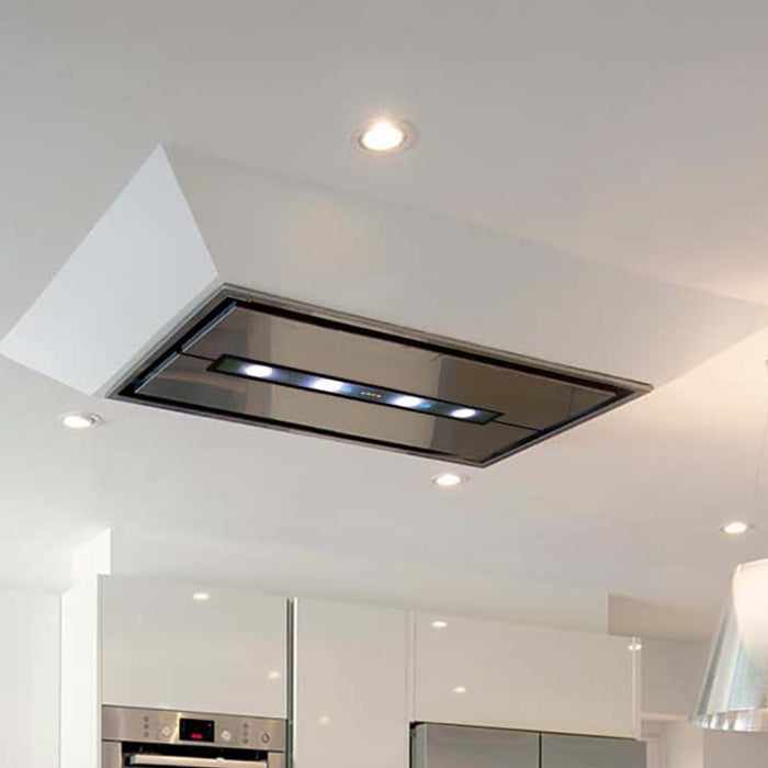 Kitchen Chimney Cassette Ceiling Mounted Remote Control Baffle filters 120cm 1250 m3/h -White (1010CS)