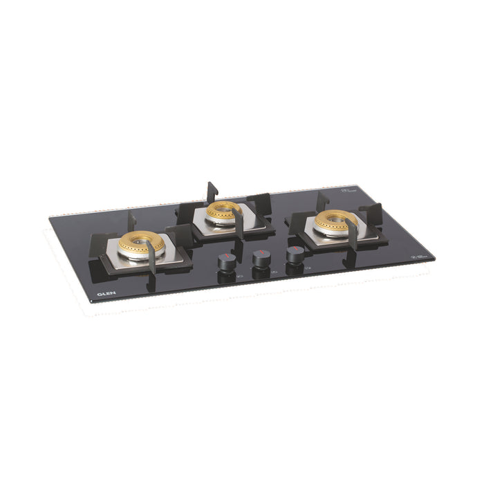 3 Burner Built In Glass Hob Italian Double Ring Burner Flame Failure Device, Auto Ignition (1073 SQ IN BB FFD)