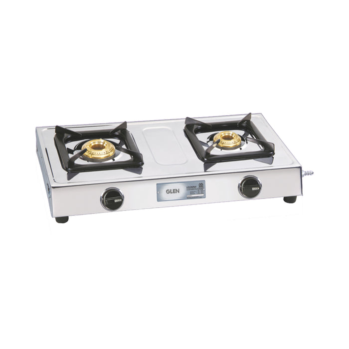 2 Burner Stainless Steel  Gas Stove with Brass Burner (1020 SS BB)