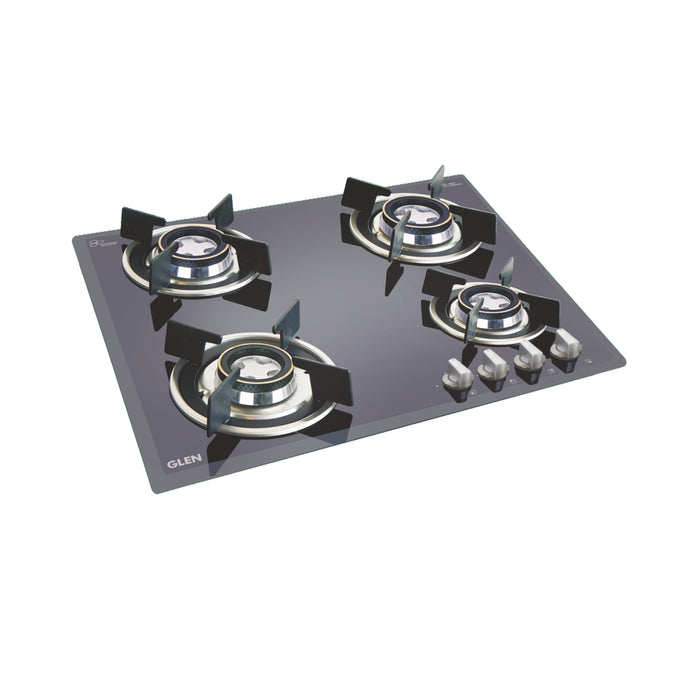 4 Burner Built in Glass Hob with Double Ring Forged Brass Burner Auto Ignition (1064 DLX DB)