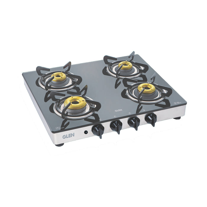 4 Burner  Glass Gas Stove 1 High Flame 3 Forged Brass Burners Auto Ignition 60 CM (1042 GT FB AI)