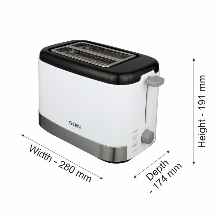 Electric Auto Pop-up Toaster, 2 Slice 800W, 7 Level Browning Control, Removable Crumb Tray - White (3012)