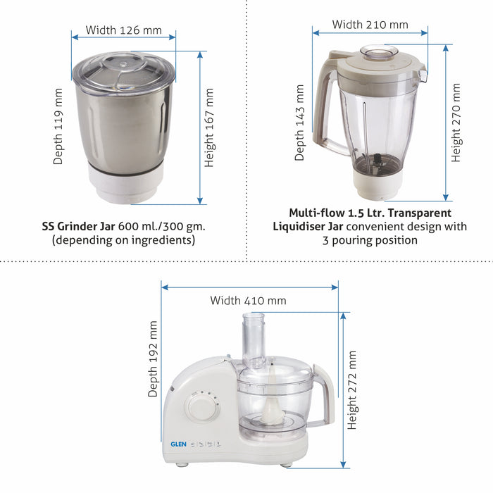 Food Processor Complete Kitchen Machine 700W – 2 Jars, Citrus Juicer 3 SS Disc Blades -White (4052LX)