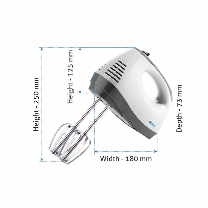 Electric Hand Mixer 125W 2 Beaters with 5 Speed Settings  - White and Grey (4060)