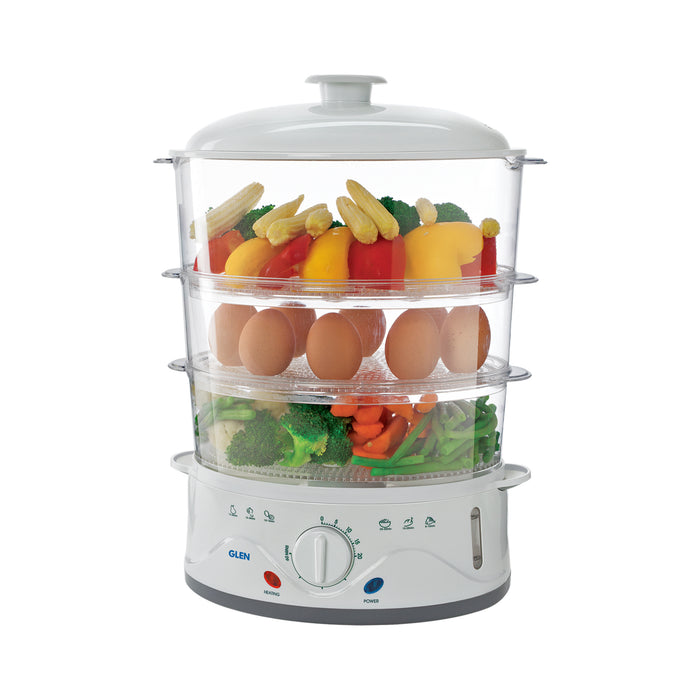 Elecrtric Food Steamer 900w with 60 minute Timer, 3 Food Grade Containers  - white (3052)