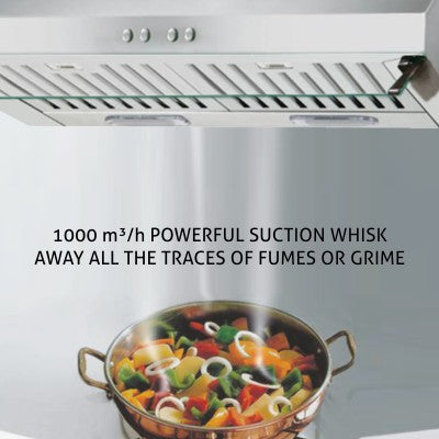 Straight Line Kitchen Chimney Recirculation only Carbon Filters Baffle filters 60cm 1000 m3/h -Silver (6003 SS)